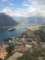 View over the Bay of Kotor from the castle of Kotor, Montenegro photo