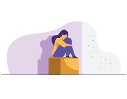 Sad lonely woman in depression vector