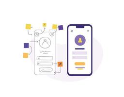 prototipo de interfaz de usabilidad para teléfono móvil vector