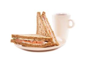 smoked salmon sandwich and a cup of tea photo