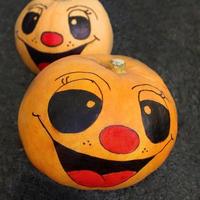 two halloween pumpkins photo