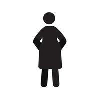 Pregnant woman in front view silhouette. Pregnancy. Isolated vector illustration