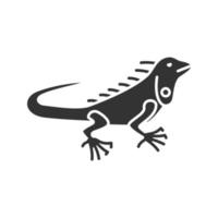 Iguana glyph icon. Herbivorous lizard. Silhouette symbol. Negative space. Vector isolated illustration