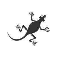 Lizard glyph icon. Salamander. Silhouette symbol. Negative space. Vector isolated illustration