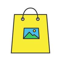 impresión en el icono de color de bolsas de compras. ilustración vectorial aislada vector