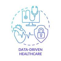 Data-driven healthcare blue gradient concept icon. Technology innovation. Medicine macro trends abstract idea thin line illustration. Isolated outline drawing. vector