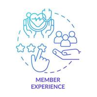 Member experience blue gradient concept icon. Service for customer comfort. Healthcare macro trends abstract idea thin line illustration. Isolated outline drawing. vector