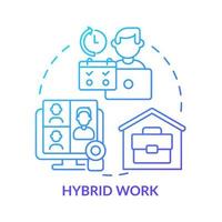 Hybrid work blue gradient concept icon. Flexible shifts time. Remote job. Workplace. Trends in enterprise abstract idea thin line illustration. Isolated outline drawing. vector