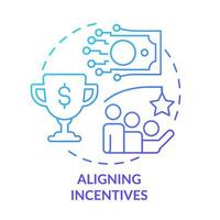 Aligning incentives blue gradient concept icon. Finance and achievements. Trends in enterprise abstract idea thin line illustration. Isolated outline drawing. vector