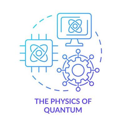 Physics of quantum blue gradient concept icon. Processing digital information. Tech macro trends abstract idea thin line illustration. Isolated outline drawing.