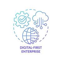 Digital-first enterprise blue gradient concept icon. Corporate technology. Trends in business abstract idea thin line illustration. Isolated outline drawing. vector