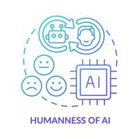 Humanness of AI blue gradient concept icon. Development and machine learning. Tech macro trends abstract idea thin line illustration. Isolated outline drawing. vector