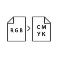 Color models conversion linear icon. Thin line illustration. RGB color model conversion to CMYK. Contour symbol. Vector isolated outline drawing