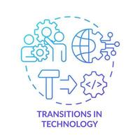 Transitions in technology blue gradient concept icon. Business digitization. Macro economy trends abstract idea thin line illustration. Isolated outline drawing. vector