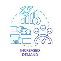 Increased demand blue gradient concept icon. Business companies service. Macro economy trends abstract idea thin line illustration. Isolated outline drawing. vector