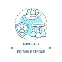 Advocacy turquoise concept icon. Serving public interest. PR code of ethics abstract idea thin line illustration. Isolated outline drawing. Editable stroke. vector