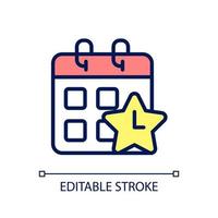 Time off reward pixel perfect RGB color icon. Employee recognition option. Improve work life balance. Isolated vector illustration. Simple filled line drawing. Editable stroke.