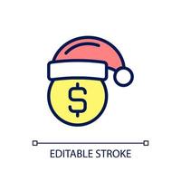 Holiday bonus pixel perfect RGB color icon. Christmas premium pay. Showing appreciation for employees. Isolated vector illustration. Simple filled line drawing. Editable stroke.