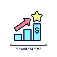 Sales bonus pixel perfect RGB color icon. Compensation plan. Monetary incentive. Forecast financials. Isolated vector illustration. Simple filled line drawing. Editable stroke.