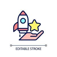 Launch bonus pixel perfect RGB color icon. Pay-for-performance program. Recognize employee achievements. Isolated vector illustration. Simple filled line drawing. Editable stroke.