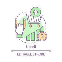 Upsell concept icon. Sale method idea thin line illustration. Increasing cost of order and income. Customer relationship management. CRM system. Vector isolated outline drawing. Editable stroke