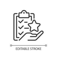 Task bonus pixel perfect linear icon. Awards points for completing action. Incentive wage payment. Thin line illustration. Contour symbol. Vector outline drawing. Editable stroke.