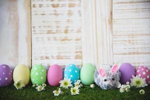 Painted colorful Easter eggs background - Easter holiday celebration background concept photo