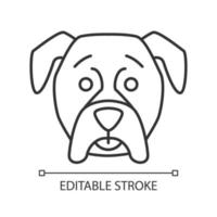Boxer cute kawaii linear character. Thin line icon. Dog with hushed muzzle. Amazed animal with open mouth. Domestic doggie. Vector isolated outline illustration. Editable stroke