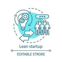 Lean startup concept icon. Customer development. Business model discussion. Product correction to buyer. Clients feedback idea thin line illustration. Vector isolated outline drawing. Editable stroke