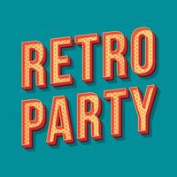 Retro party vintage 3d vector lettering. Retro bold font, typeface. Pop art stylized text. Old school style letters. 90s, 80s poster, banner, invitation typography design. Turquoise color background