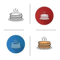 Pancakes stack icon. Flat design, linear and color styles. Isolated vector illustrations