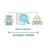 Market validation concept icon. Poll of target audience. PR company. Sociological survey. Marketing research idea thin line illustration. Vector isolated outline drawing. Editable stroke