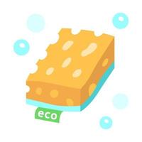 Eco sponge flat design long shadow color icon. Handmade zero waste swap. Organic, natural cleaning utensil. Reusable, recycle dishwashing kitchen sponge. Vector silhouette illustration