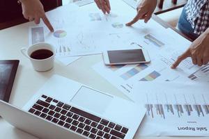 Vintage style photo of business working group of people are discussing together