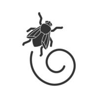 Housefly glyph icon. Insect. Musca domestica. Fly insect. Silhouette symbol. Negative space. Vector isolated illustration