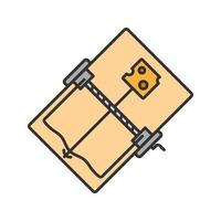 Mouse trap color icon. Rodents bait. Isolated vector illustration