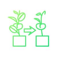 Withered plant gradient linear vector icon. Fading and wilting flowers and houseplants. Indoor gardening hobby. Thin line color symbol. Modern style pictogram. Vector isolated outline drawing