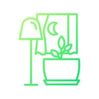 Darkness for houseplant growth gradient linear vector icon. Better plant metabolism at night. Potted flower care. Thin line color symbol. Modern style pictogram. Vector isolated outline drawing