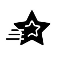 Shooting star black glyph icon. Make wish upon falling star. Burning meteor in atmosphere. Dynamic movement. Silhouette symbol on white space. Solid pictogram. Vector isolated illustration
