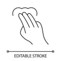 Touchscreen gesture linear icon. 3x tap, point, click gesturing. Human hand and fingers. Using sensory devices. Thin line illustration. Contour symbol. Vector isolated outline drawing. Editable stroke