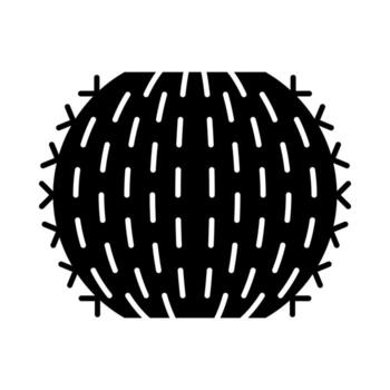 icono de glifo de cactus de barril. echinocactus y ferocactus. cactus en forma de barril. flora nativa americana. símbolo de la silueta. espacio negativo. ilustración vectorial aislada vector