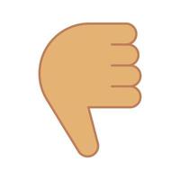 pulgar hacia abajo icono de color emoji. desaprobación, gesto de desagrado con la mano. no, malos gestos. ilustración vectorial aislada vector