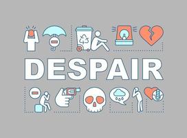 Despair word concepts banner. Sadness emotion. Depressed mental state. Lack of hope and confidence. Presentation, website. Isolated lettering typography idea, linear icons. Vector outline illustration