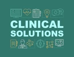 Clinical solution word concepts banner. Medical treatment. Diagnostics, examination. Presentation, website. Isolated lettering typography idea, linear icons. Case history. Vector outline illustration