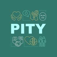 Pity word concepts banner. Sadness, compassion to suffering of others. Presentation, website. Isolated lettering typography idea, linear icons. Donation and charity. Vector outline illustration