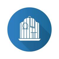 Birdcage flat design long shadow glyph icon. Parrot cage. Vector silhouette illustration