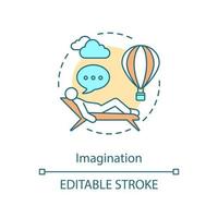 Imagination concept icon. Flight of fancy. Power to create. Inspiration. Gathering and forming new ideas. Creativity idea thin line illustration. Vector isolated outline drawing. Editable stroke