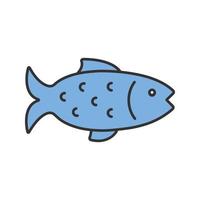 icono de color de pescado. pesca con caña. ilustración vectorial aislada vector