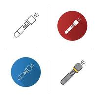 Flashlight icon. Flat design, linear and color styles. Pocket light. Torch. Isolated vector illustrations