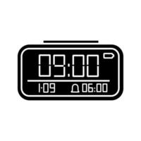 Digital alarm clock glyph icon. Electronic clock. Digital alarm watch. Silhouette symbol. Negative space. Vector isolated illustration